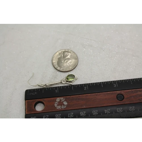 .925 S.S. Oval Cut PERIDOT VINTAGE DESIGN DROP DANGLE earrings