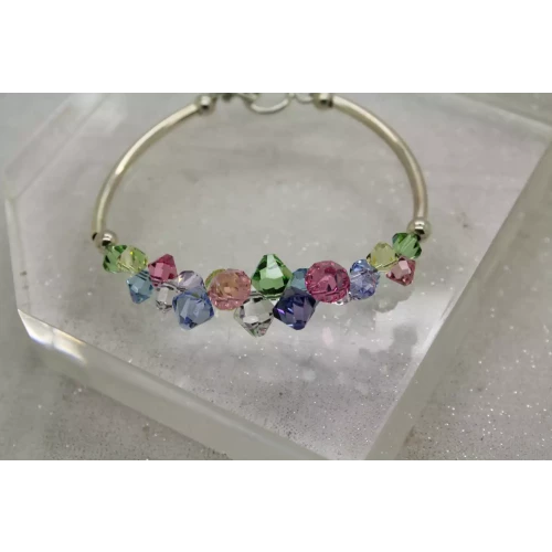 .925 S.S. Pastel SWAROVSKI CRYSTALS CLUSTER TOGGLE bracelet 7 1/2