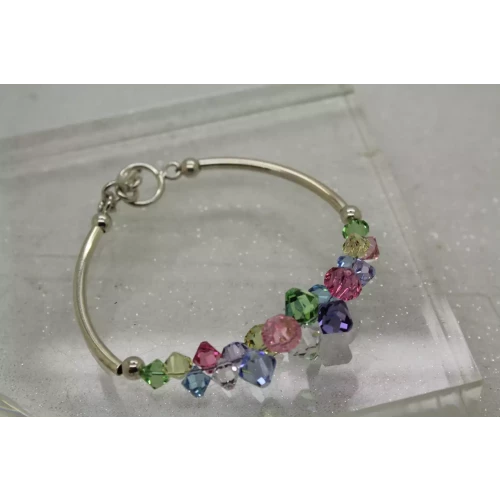 .925 S.S. Pastel SWAROVSKI CRYSTALS CLUSTER TOGGLE bracelet 7 1/2