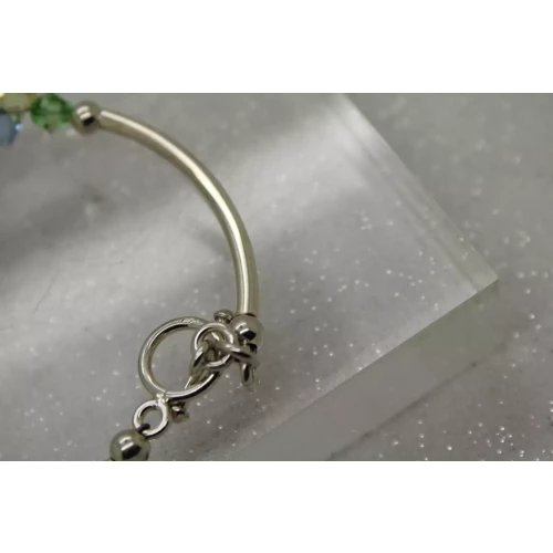 .925 S.S. Pastel SWAROVSKI CRYSTALS CLUSTER TOGGLE bracelet 7 1/2