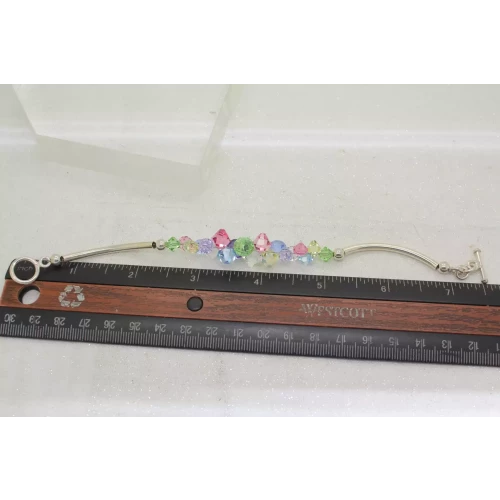 .925 S.S. Pastel SWAROVSKI CRYSTALS CLUSTER TOGGLE bracelet 7 1/2