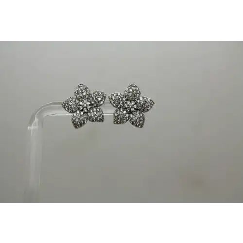 .925 S.S. PAVE CRYSTAL FLOWER DESIGN stud earrings #