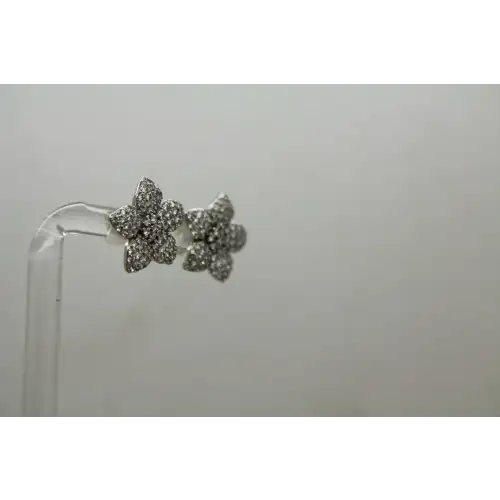.925 S.S. PAVE CRYSTAL FLOWER DESIGN stud earrings #