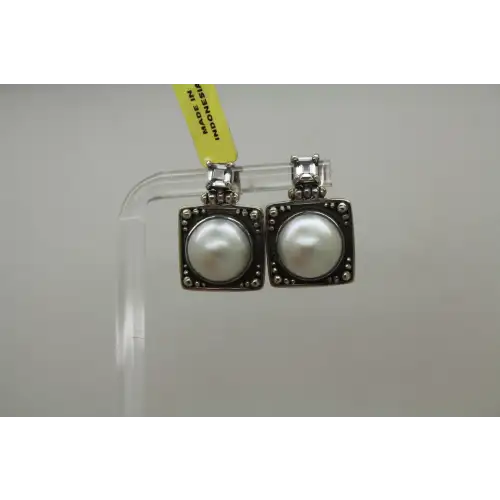 .925 S.S. PEARL & QUARTZ SOUTHWESTERN DESIGN DANGLE earrings