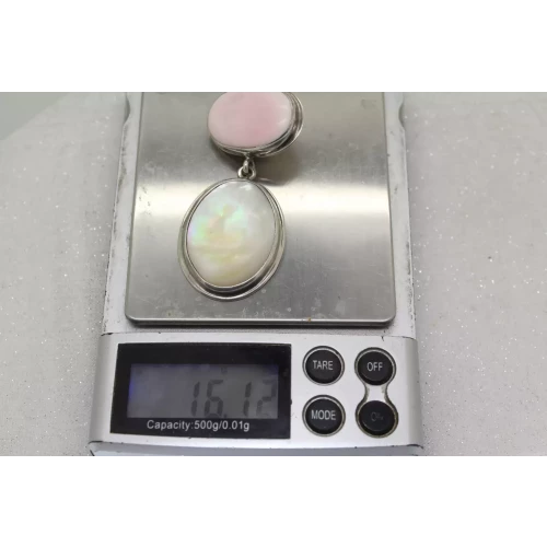 .925 S.S. PINK CONCH & MOTHER OF PEARL DANGLE pendant