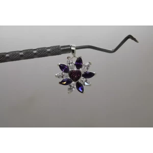 .925 S.S. PURPLE & CLEAR CZ FLOWER HEART DESIGN pendant