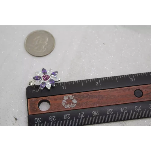 .925 S.S. PURPLE & CLEAR CZ FLOWER HEART DESIGN pendant