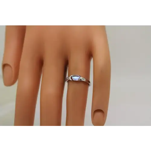 .925 S.S. RAINBOW MOONSTONE with CLEAR accents ring size 5.75