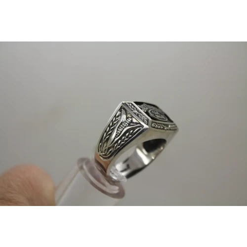 .925 S.S. R&C 2003 JD ONYX JACK DANIEL'S OLD NO. 7 men's ring size 11.75