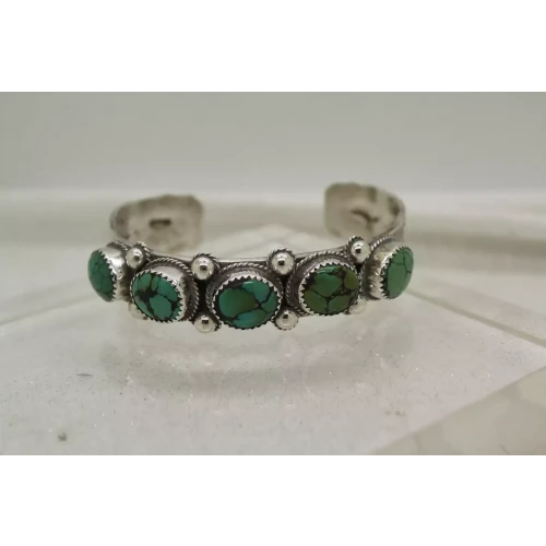 .925 S.S. ROPE BEZEL DESIGN TURQUOISE CUFF bracelet 7