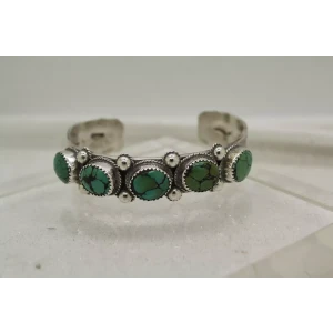 .925 S.S. ROPE BEZEL DESIGN TURQUOISE CUFF bracelet 7