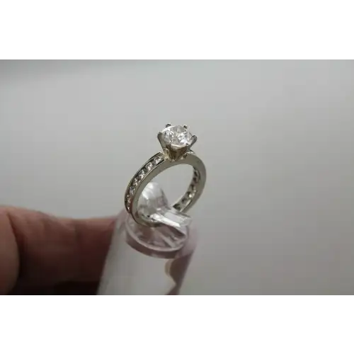 .925 S.S. Round Cut DIAMONIQUE CZ SOLITAIRE ETERNITY band ring size 6 #