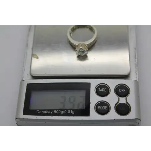 .925 S.S. Round Cut DIAMONIQUE CZ SOLITAIRE ETERNITY band ring size 6 #