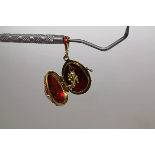 .925 S.S. RUSSIAN ENAMEL & CRYSTAL EGG GUARDIAN ANGEL pendant