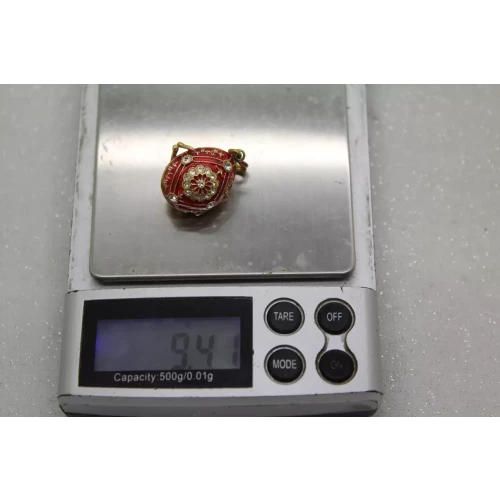 .925 S.S. RUSSIAN ENAMEL & CRYSTAL EGG GUARDIAN ANGEL pendant