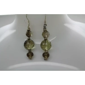 .925 S.S. SMOKY TOPAZ BEADED DROP DANGLE earrings