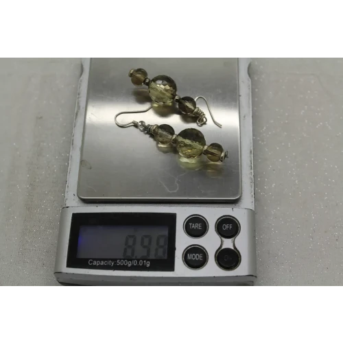 .925 S.S. SMOKY TOPAZ BEADED DROP DANGLE earrings