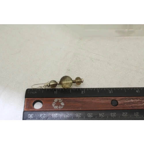 .925 S.S. SMOKY TOPAZ BEADED DROP DANGLE earrings