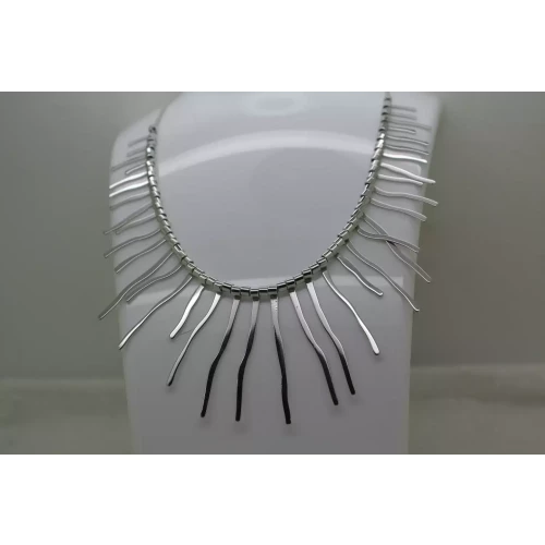 .925 S.S. Solid Silver SPIKE FRINGE DESIGN necklace 18