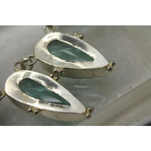 .925 S.S. SOUTHWESTERN STYLE AQUA BLUE STONE necklace 18