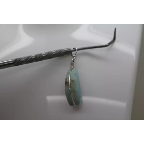 .925 S.S. SOUTHWESTERN STYLE TEARDROP CUT LARIMAR pendant