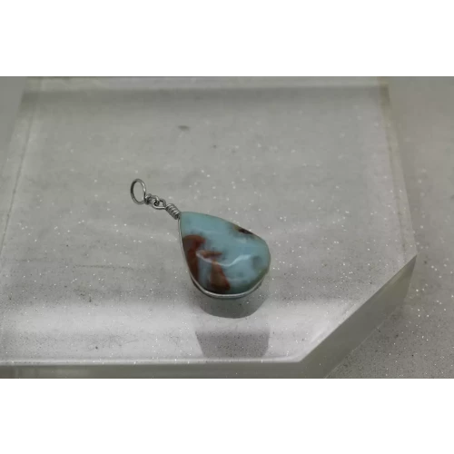 .925 S.S. SOUTHWESTERN STYLE TEARDROP CUT LARIMAR pendant