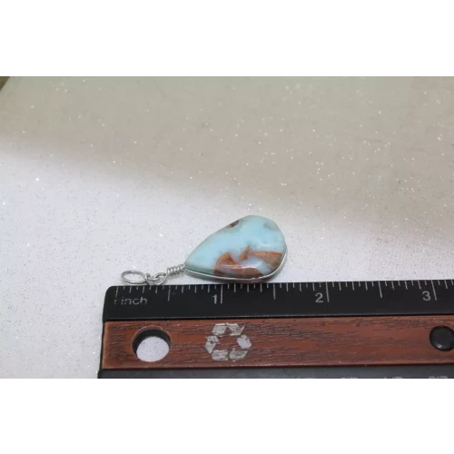 .925 S.S. SOUTHWESTERN STYLE TEARDROP CUT LARIMAR pendant