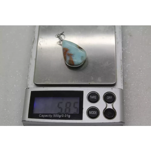 .925 S.S. SOUTHWESTERN STYLE TEARDROP CUT LARIMAR pendant
