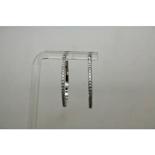 .925 S.S. Sparkling CZ MEDIUM HOOP earrings