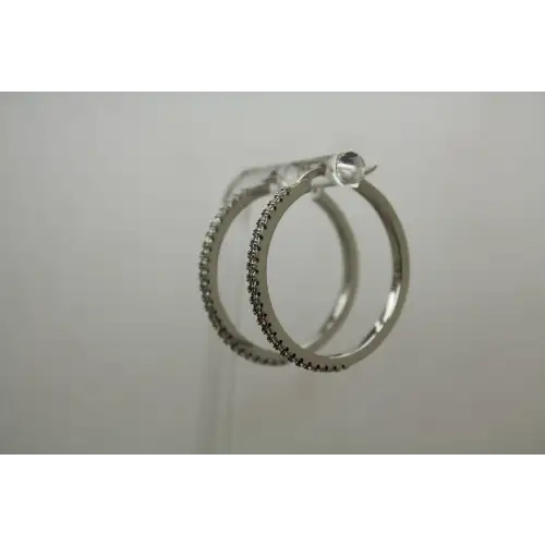 .925 S.S. Sparkling CZ MEDIUM HOOP earrings