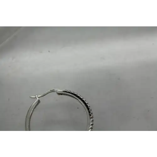 .925 S.S. Sparkling CZ MEDIUM HOOP earrings