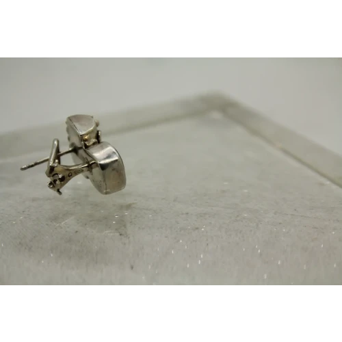 .925 S.S. Square Cut AMETHYST SOUTHWESTERN OMEGA BACK earrings