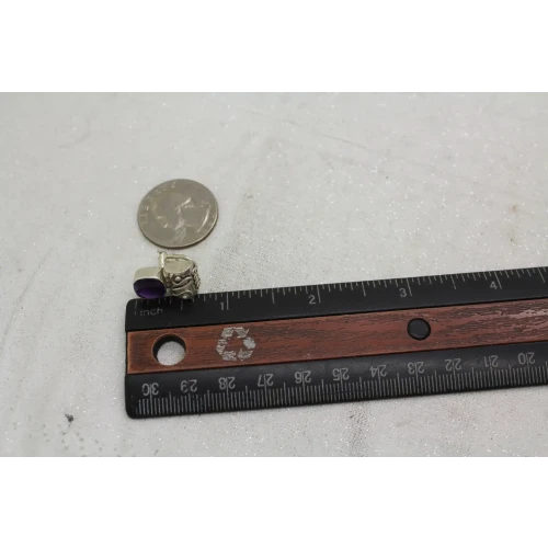 .925 S.S. Square Cut AMETHYST SOUTHWESTERN OMEGA BACK earrings