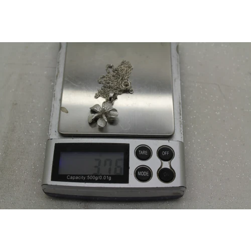 .925 S.S. Textured & Shiny PLUMERIA FLOWER PENDANT necklace 18