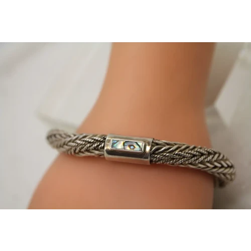 .925 S.S. THICK WHEAT CHAIN BRAIDED DESIGN bracelet 8 1/2