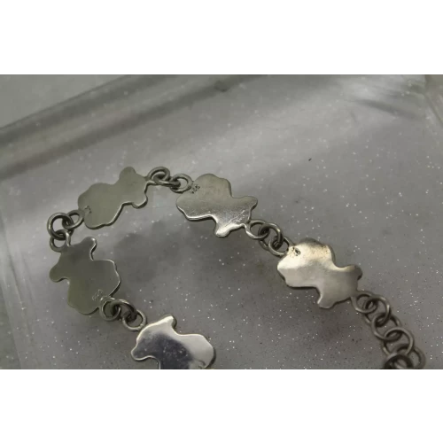 .925 S.S. TOUS ENAMEL PATCHWORK BEAR LINK bracelet 7 1/2