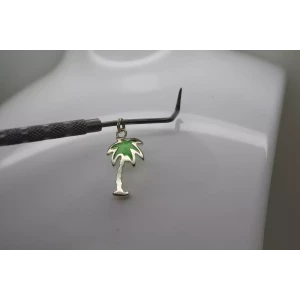 .925 S.S. TRANSPARENT GREEN ENAMEL PALM TREE charm