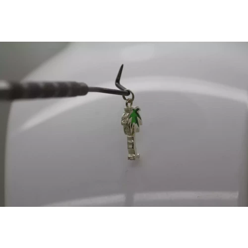 .925 S.S. TRANSPARENT GREEN ENAMEL PALM TREE charm