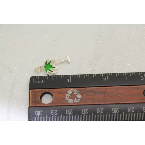 .925 S.S. TRANSPARENT GREEN ENAMEL PALM TREE charm