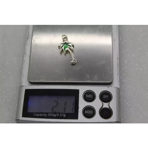 .925 S.S. TRANSPARENT GREEN ENAMEL PALM TREE charm