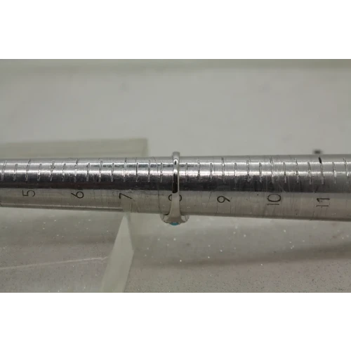 .925 S.S. TURQUOISE BLUE & CLEAR stones 5 STONE ring size 8