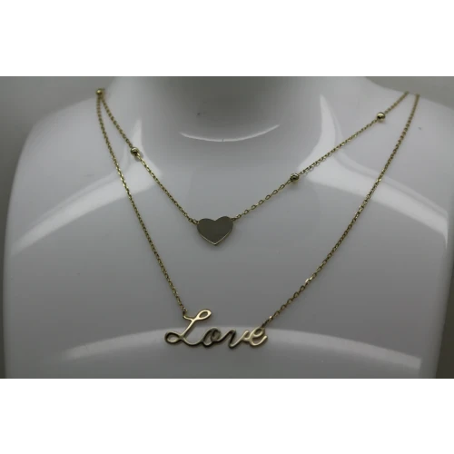 .925 S.S. Vermeil LOVE HEART THEME TWO STRAND necklace 18