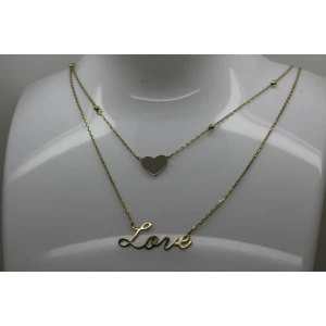 .925 S.S. Vermeil LOVE HEART THEME TWO STRAND necklace 18