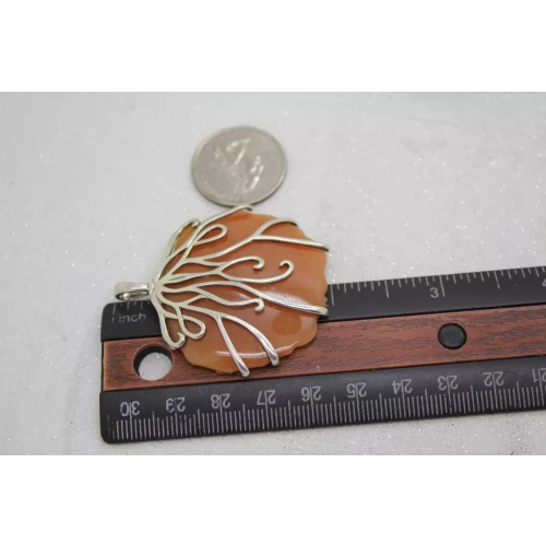 .925 S.S. VINE DESIGN WRAPPED CARNELIAN Large Pendant