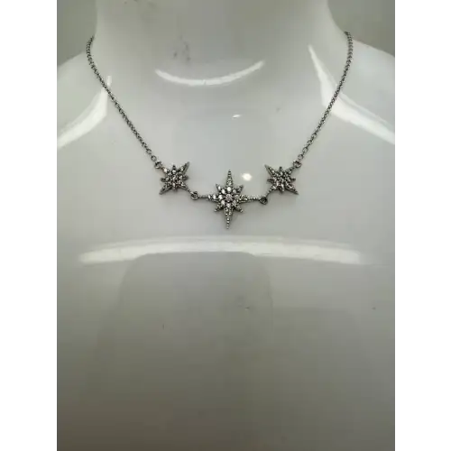 .925 S.S. WHITE SAPPHIRE CHRISTMAS NORTH STAR 3 STAR necklace (2)