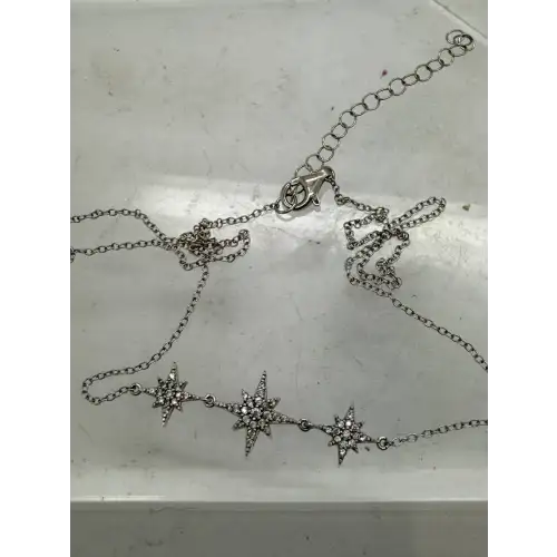 .925 S.S. WHITE SAPPHIRE CHRISTMAS NORTH STAR 3 STAR necklace (3)