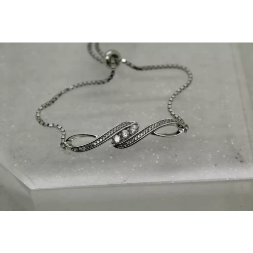 .925 S.S. WHITE SAPPHIRE & DIAMOND DOUBLE INFINITY BOLO 9