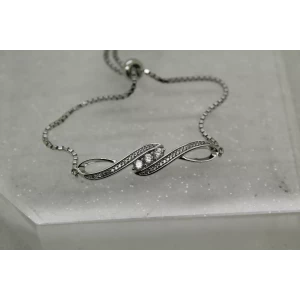 .925 S.S. WHITE SAPPHIRE & DIAMOND DOUBLE INFINITY BOLO 9