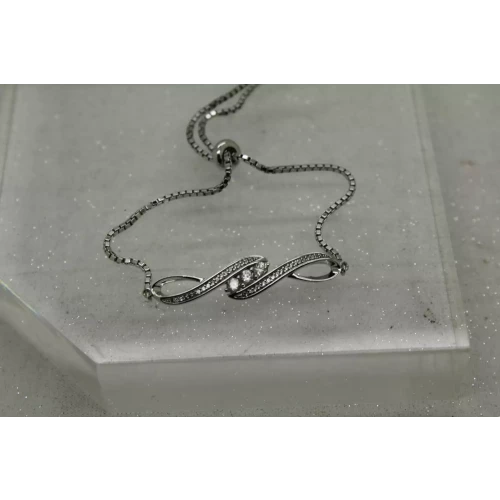 .925 S.S. WHITE SAPPHIRE & DIAMOND DOUBLE INFINITY BOLO 9