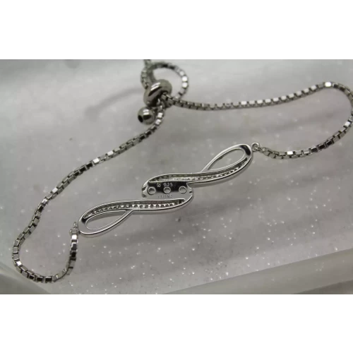 .925 S.S. WHITE SAPPHIRE & DIAMOND DOUBLE INFINITY BOLO 9